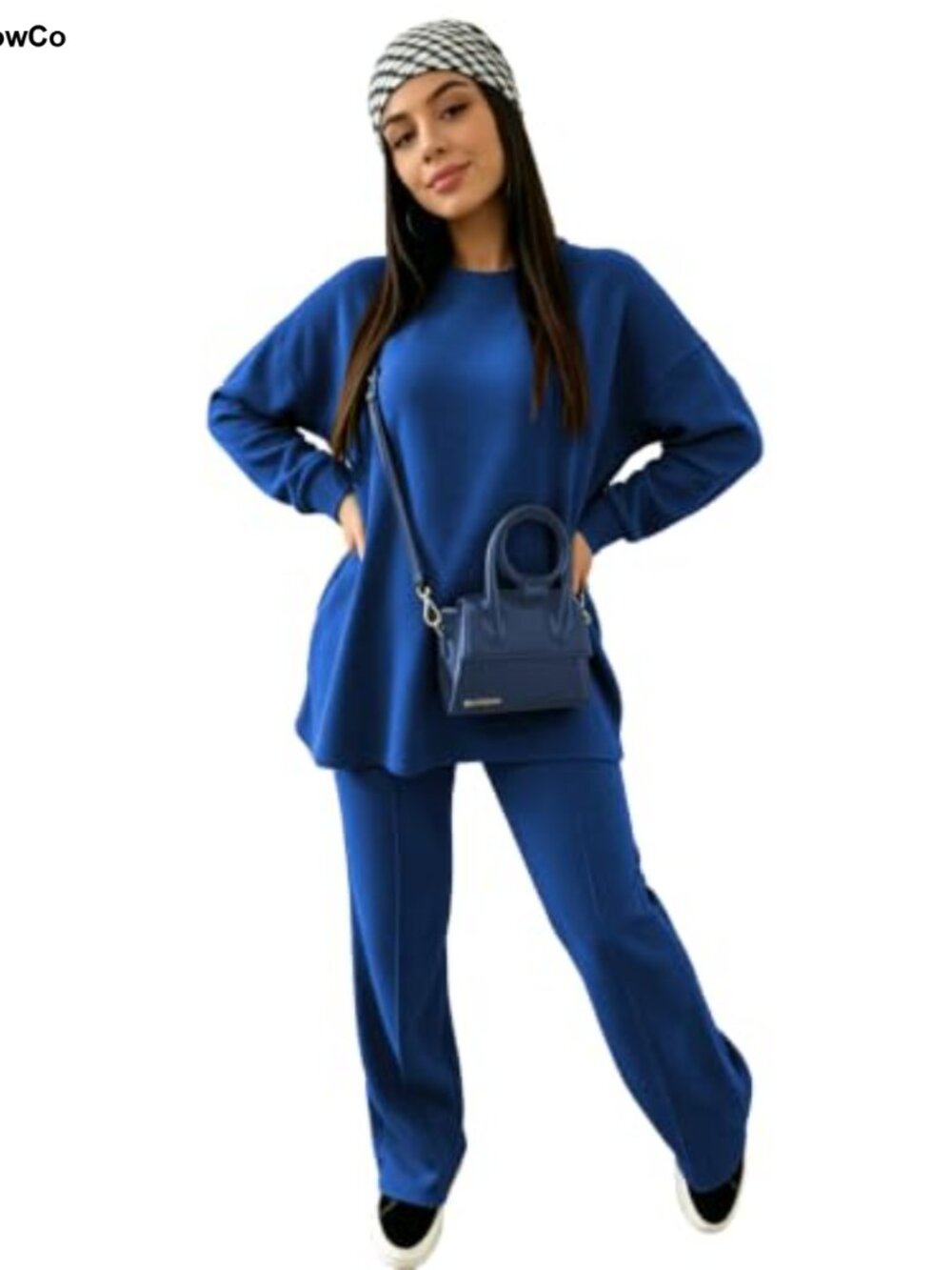 Women 2 Piece Lounge Set Crewneck Sweatshirt Wide Leg Pants